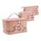 3 Piece Cotton Small Makeup Bag for Purse, Floral Travel Organizer Set for Toiletries (Pink)
